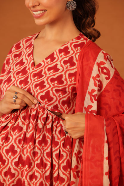 Ruby Heritage Bloom Maternity & Nursing Kurta Pant Set with Dupatta