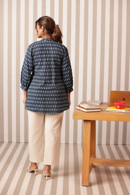 Indigo Ikkat Trail Maternity & Nursing Top
