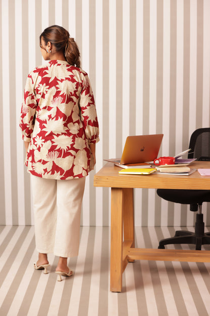 Wine & Ivory Bloom Maternity & Nursing Top
