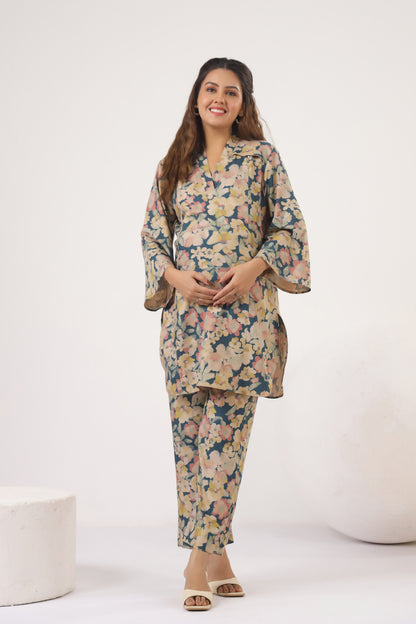 Pashmina Floral Bloom Maternity & Nursing Co-ord Set