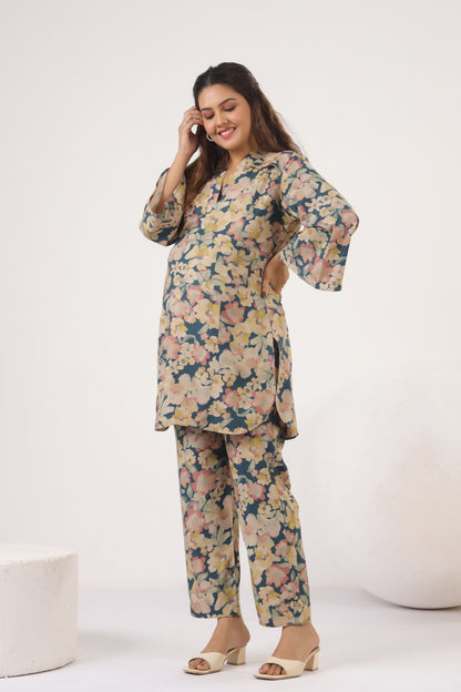 Pashmina Floral Bloom Maternity & Nursing Co-ord Set
