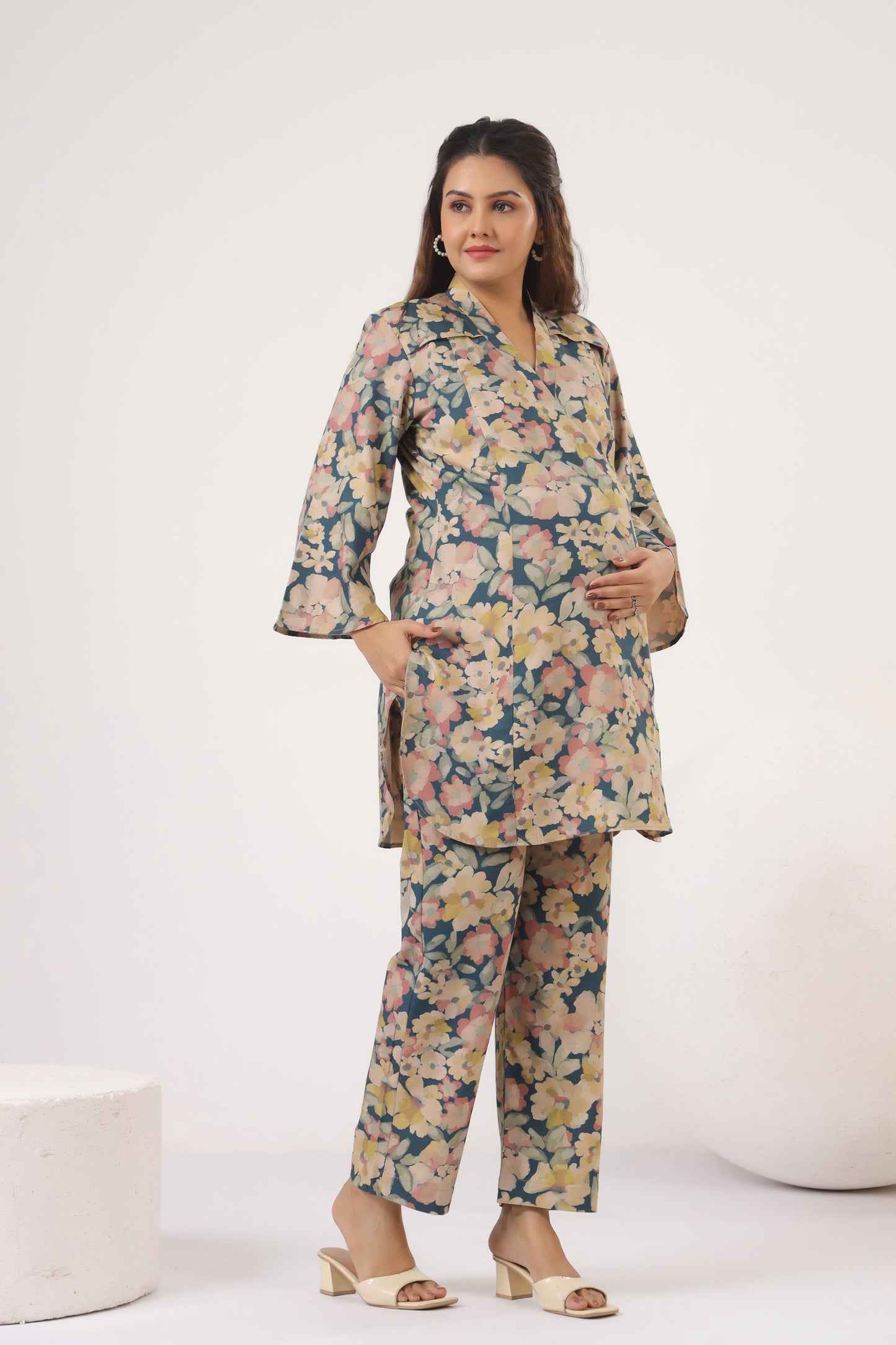 Pashmina Floral Bloom Maternity & Nursing Co-ord Set