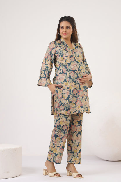 Pashmina Floral Bloom Maternity & Nursing Co-ord Set