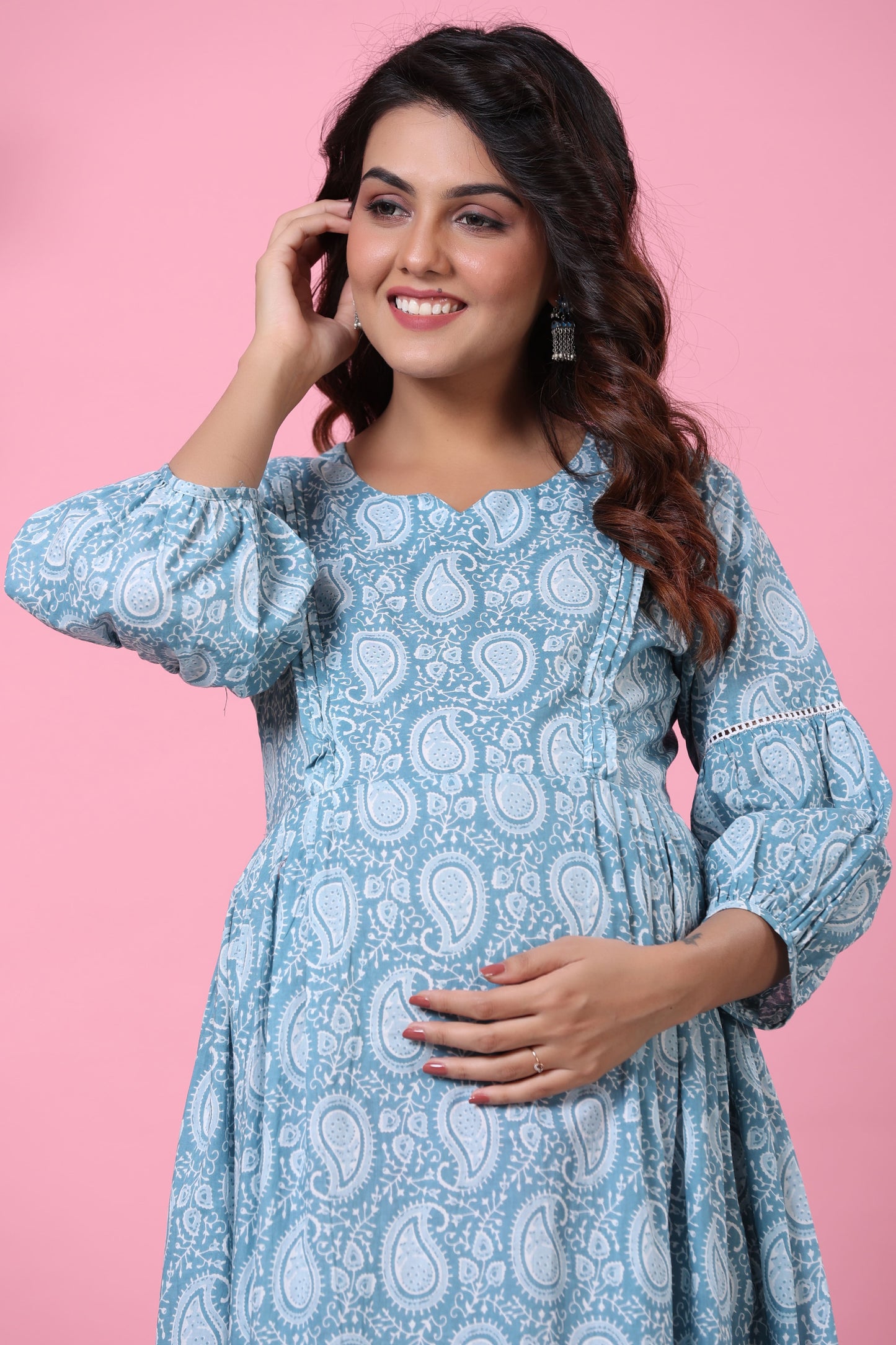 Paisley Finesse Maternity & Nursing Dress