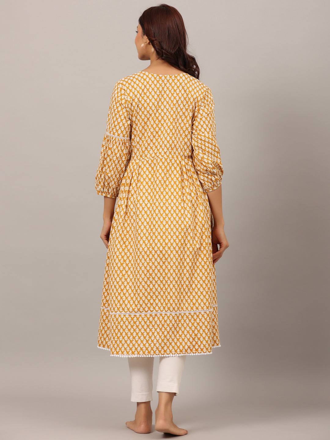 Minimalist Motif On Yellow Maternity & Nursing Kurta