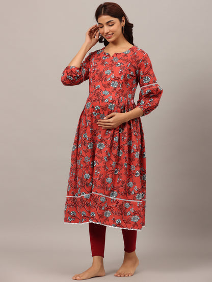 Fierce Floral Maternity & Nursing Kurta