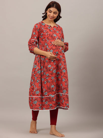 Fierce Floral Maternity & Nursing Kurta