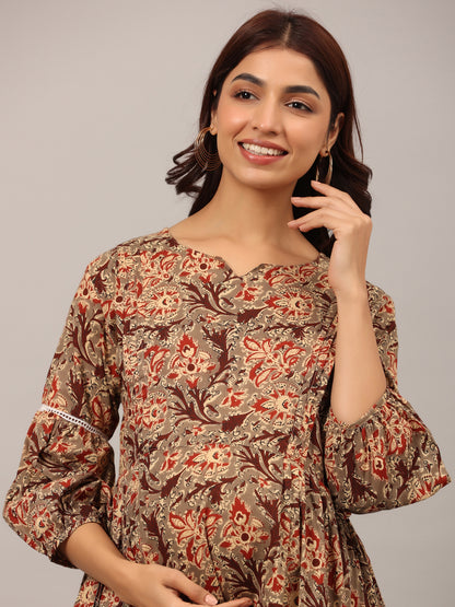 Florals On Grey Maternity & Nursing Kurta