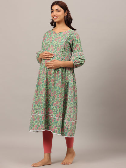 Spring Whisper Maternity & Nursing Kurta
