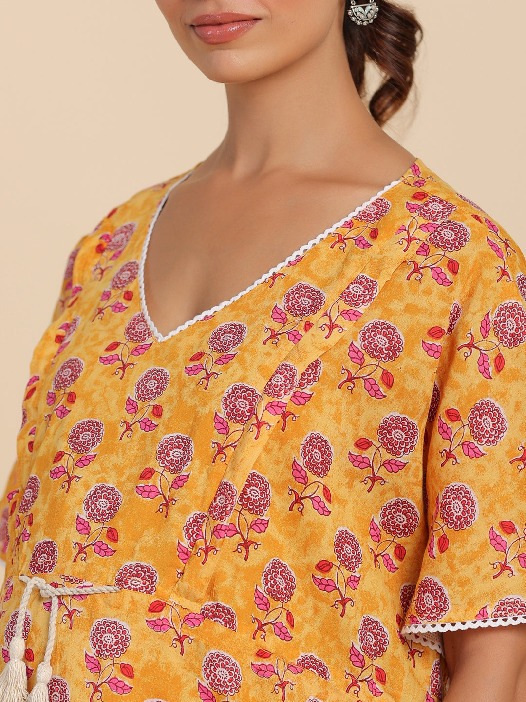 Vibrant Sunflower Maternity & Nursing Kaftan Kurta