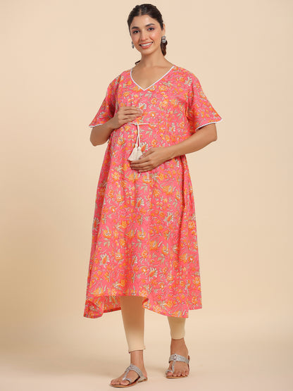 Crimson Garden Maternity & Nursing Kaftan Kurta