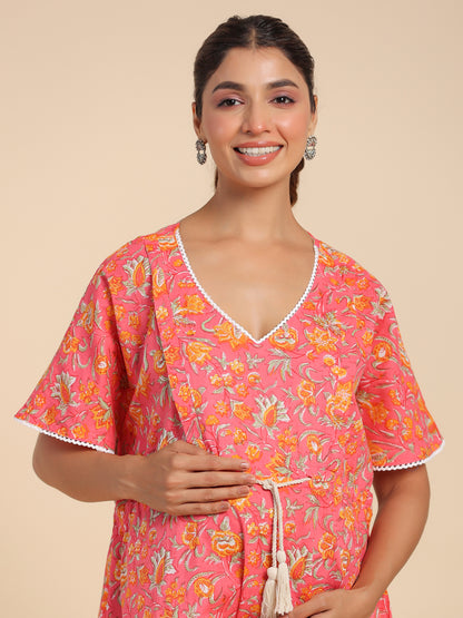Crimson Garden Maternity & Nursing Kaftan Kurta
