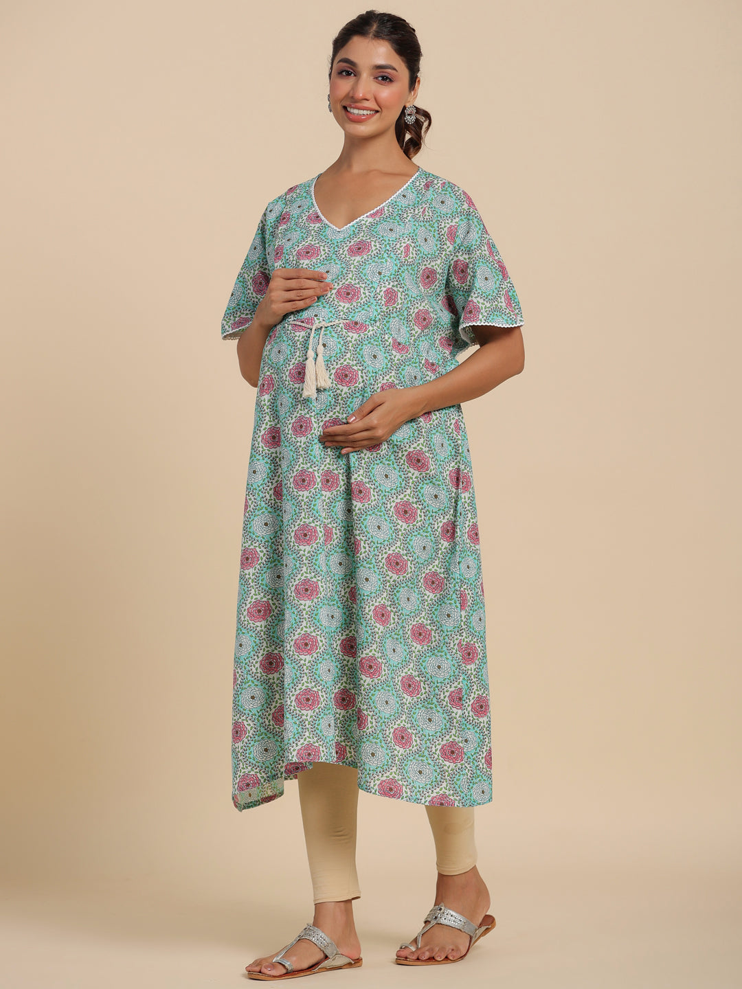 Floral Fantasy Maternity & Nursing Kaftan Kurta
