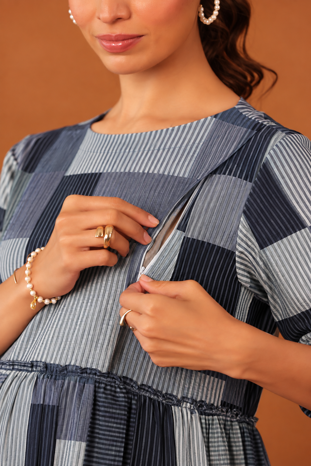 Silver Slate Maternity & Nursing Tier Dress