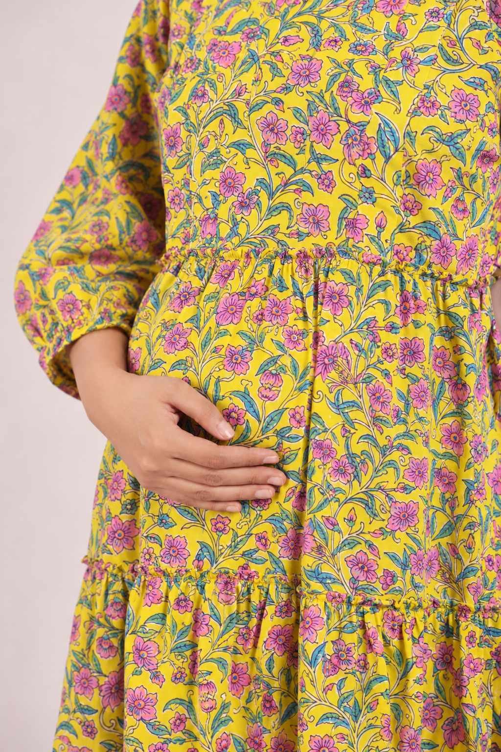 Basanti Jaal Maternity & Nursing Tier Dress