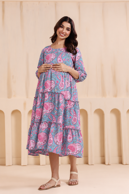 Blooming Paisley Maternity & Nursing Tier Dress