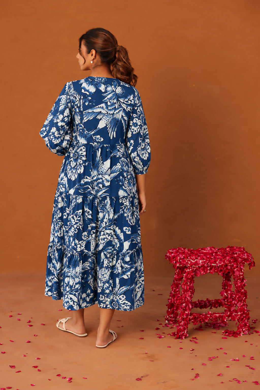 Indigo Flora Maternity & Nursing Tier Dress
