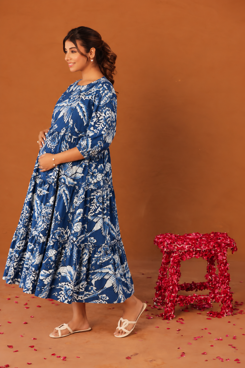 Indigo Flora Maternity & Nursing Tier Dress