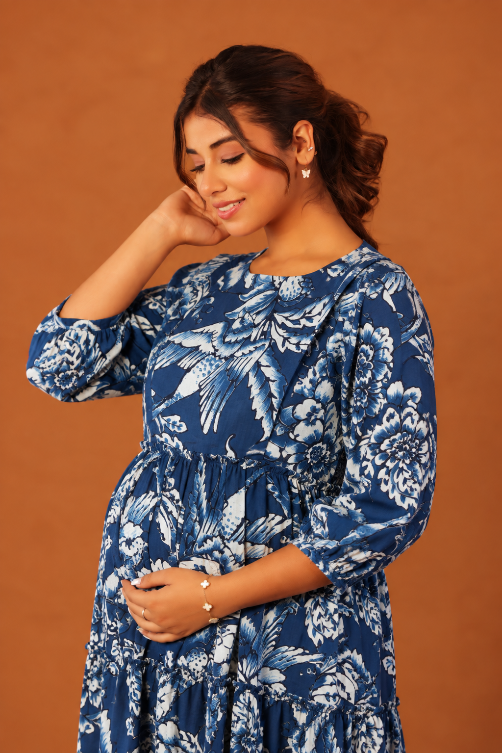 Indigo Flora Maternity & Nursing Tier Dress