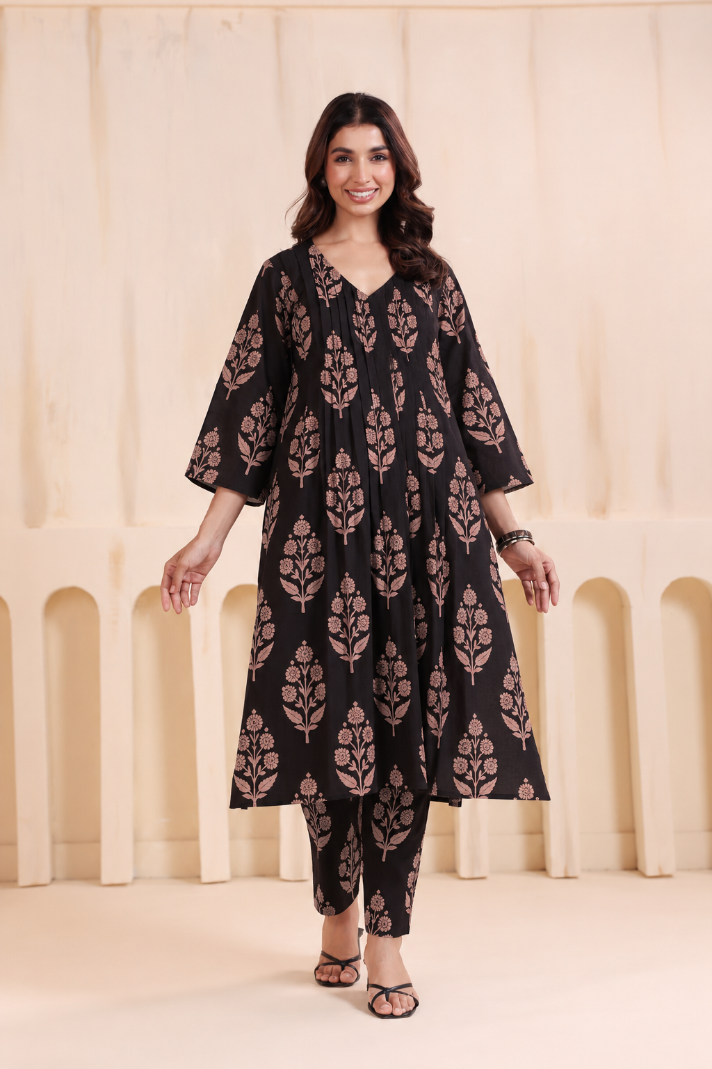 Gulmohar Black Maternity & Nursing Kurta Pant Set