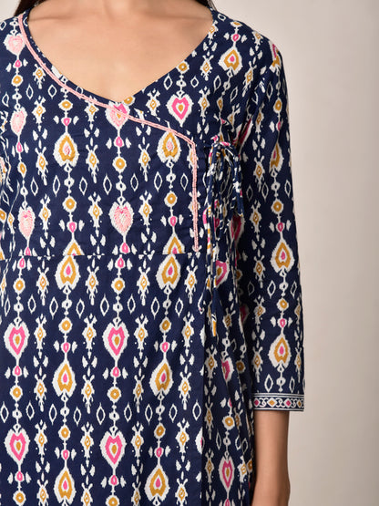 Blue Patola Kurta Pant Set