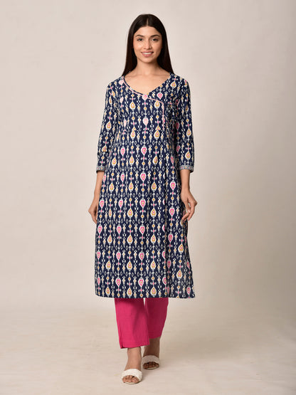 Blue Patola Kurta Pant Set