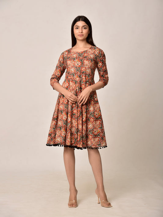 Red Bloom Cotton Dress