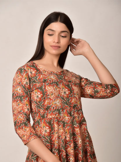 Red Bloom Cotton Dress