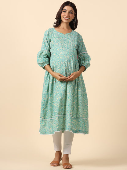 Turquoise Paradise Maternity & Nursing Kurta