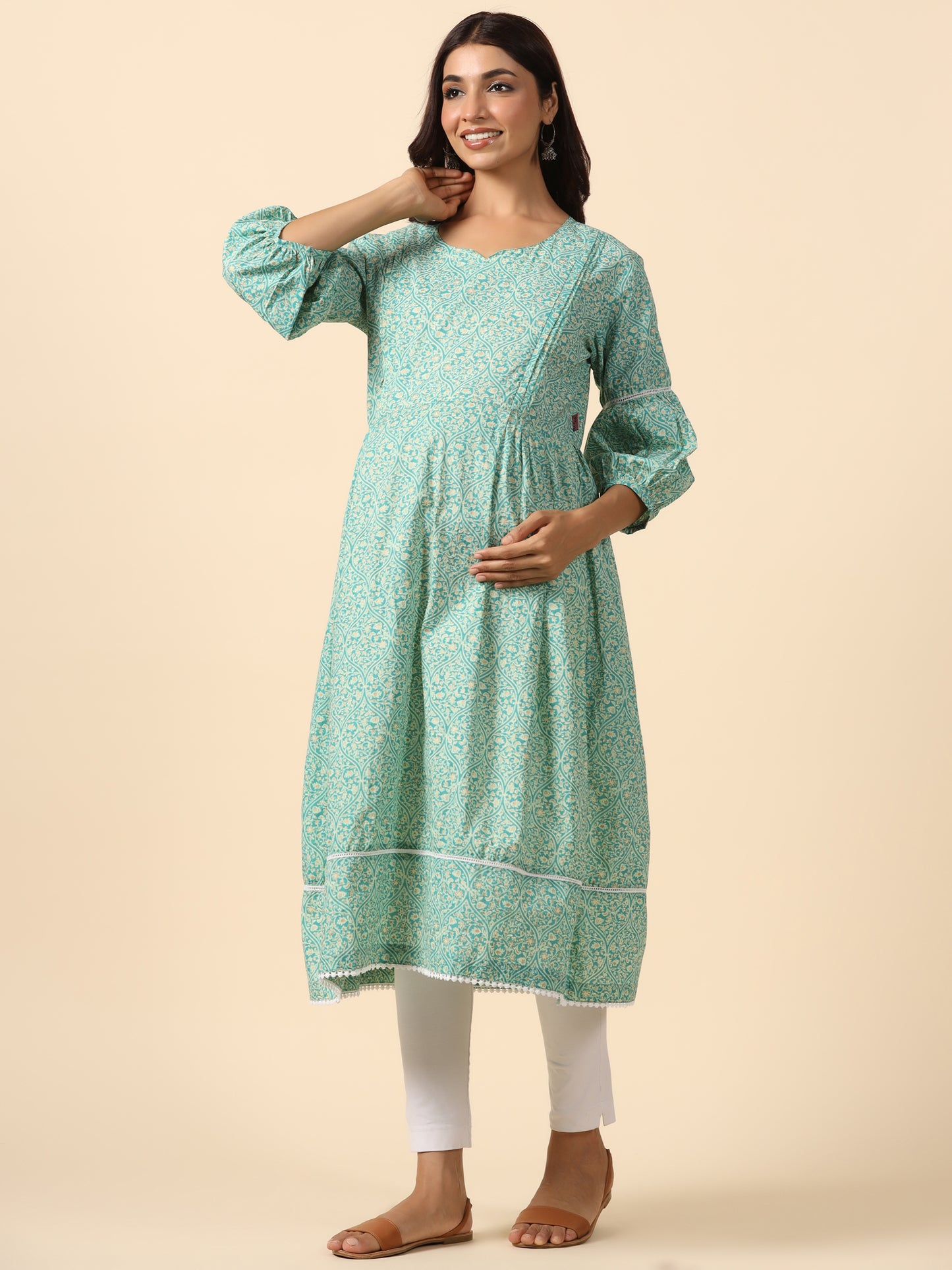 Turquoise Paradise Maternity & Nursing Kurta