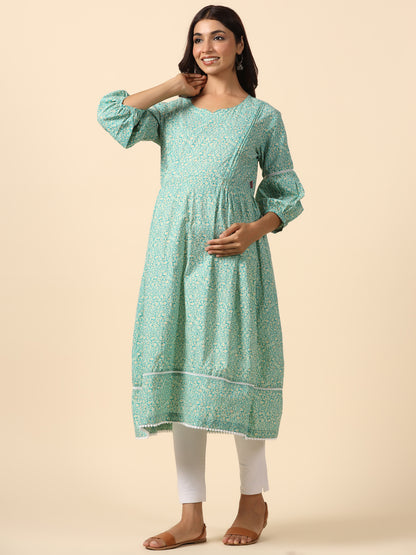 Turquoise Paradise Maternity & Nursing Kurta