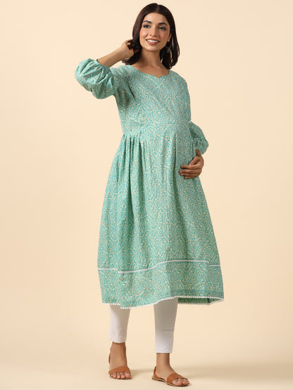 Turquoise Paradise Maternity & Nursing Kurta