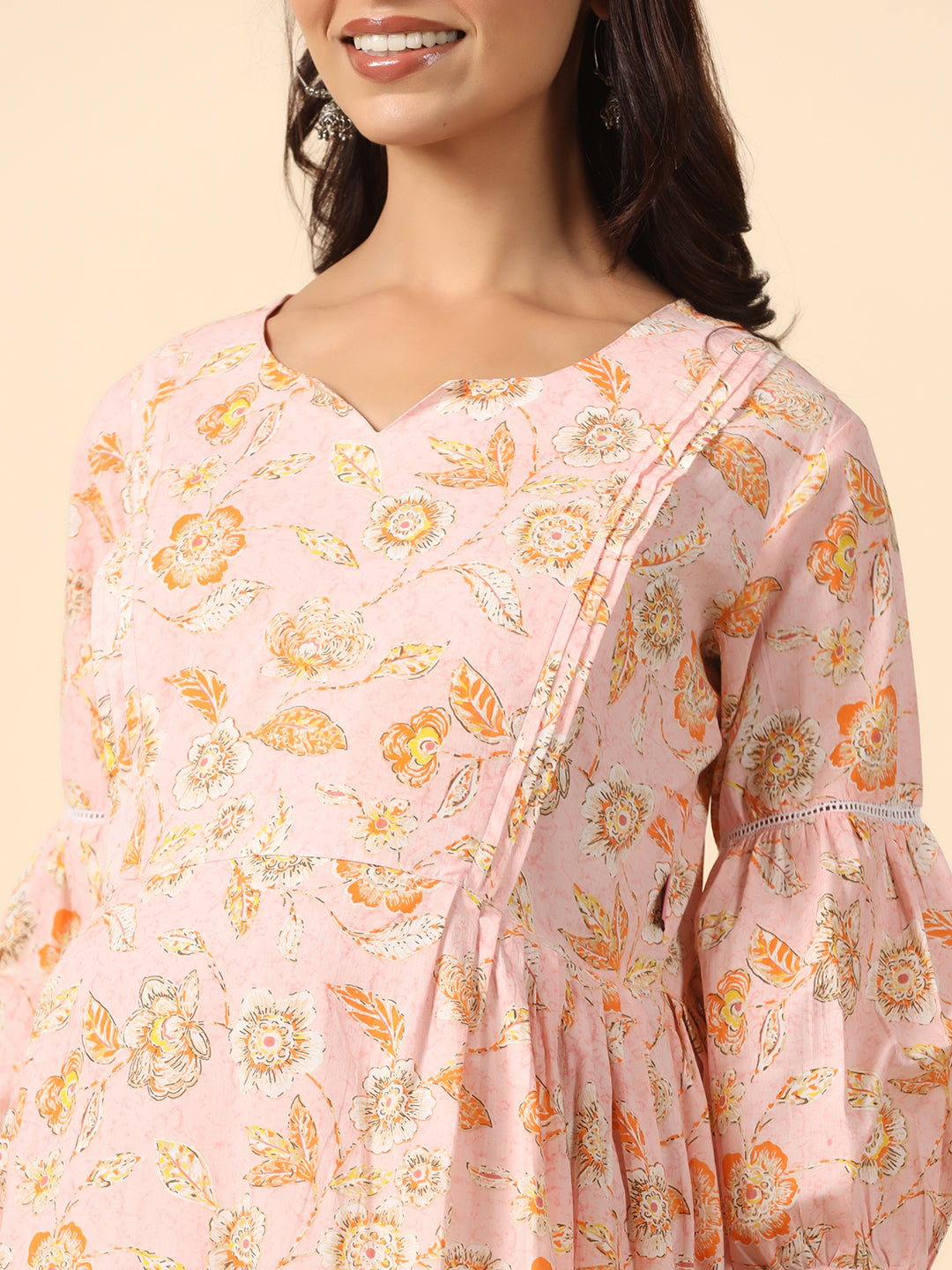 Blooming Pink Maternity & Nursing Kurta