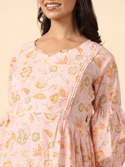 Blooming Pink Maternity & Nursing Kurta