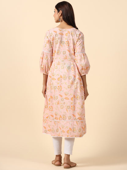 Blooming Pink Maternity & Nursing Kurta