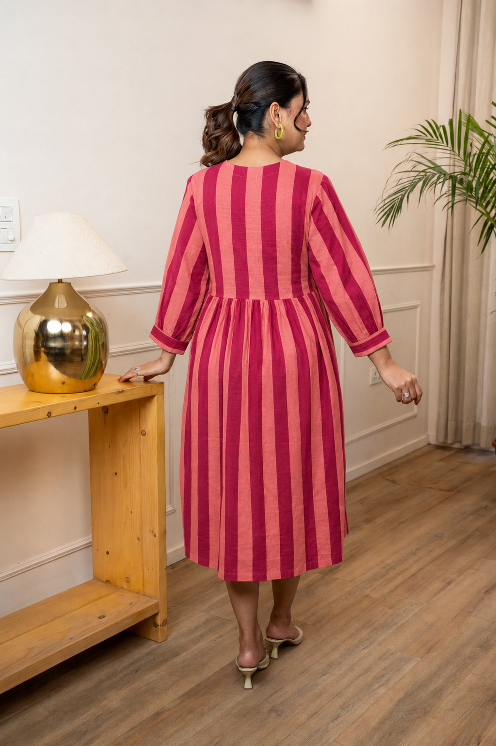 Pink Sorbet Stripeplay Maternity & Nursing Dress