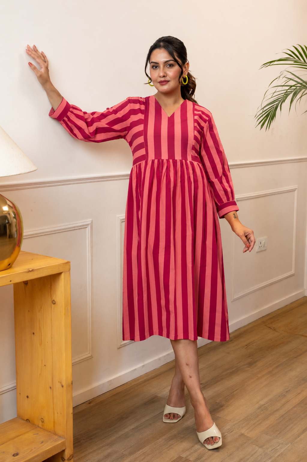 Pink Sorbet Stripeplay Maternity & Nursing Dress