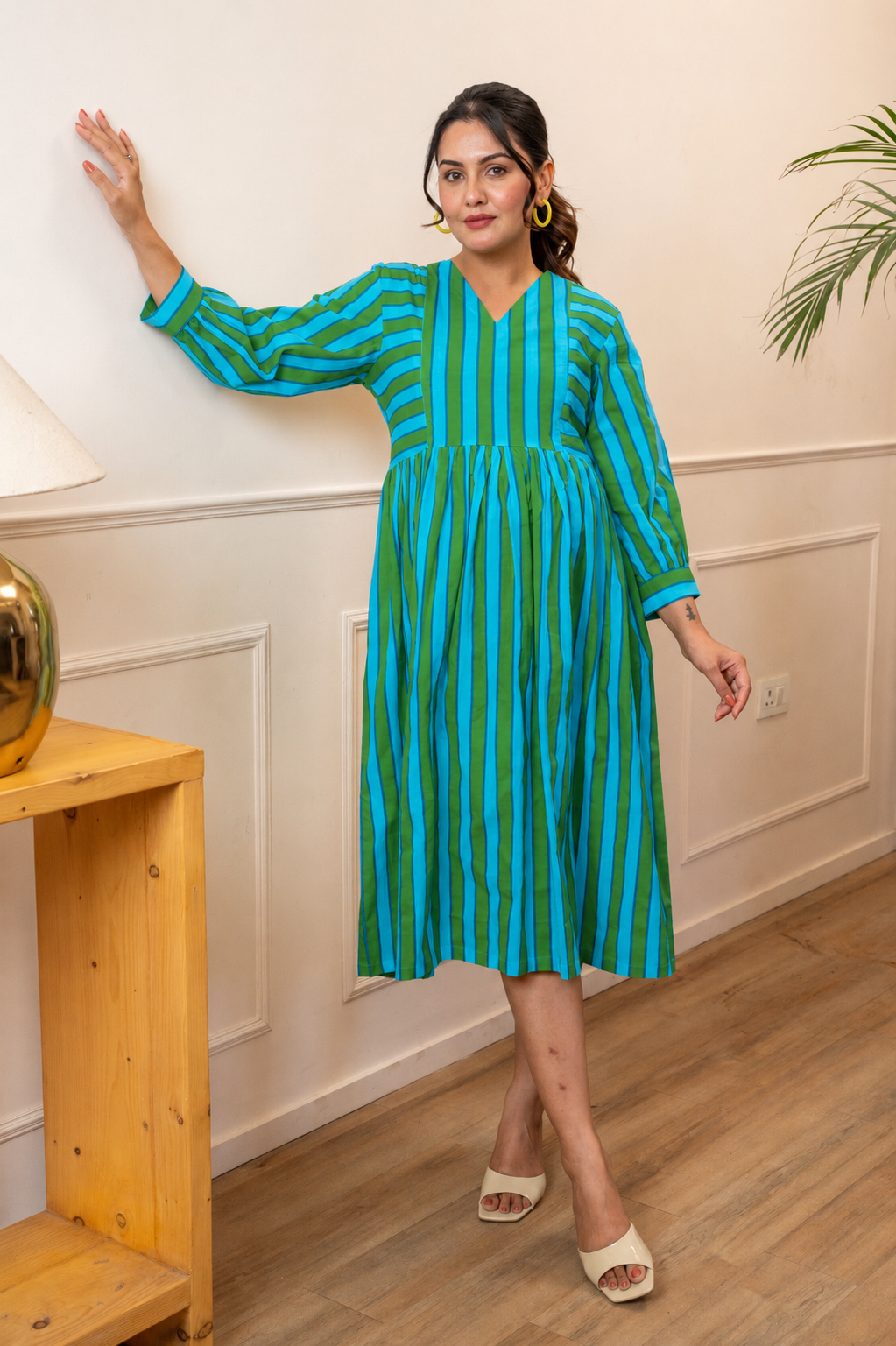 Tropical Tide Stripeplay Maternity & Nursing Dress
