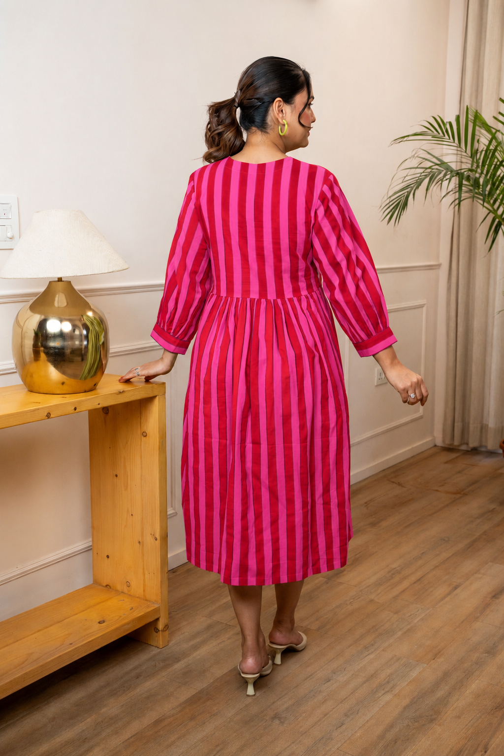 Scarlet Bloom Stripes Maternity & Nursing Dress