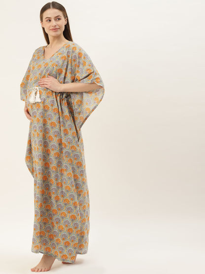 Blooming Radiance Maternity & Nursing Kaftan