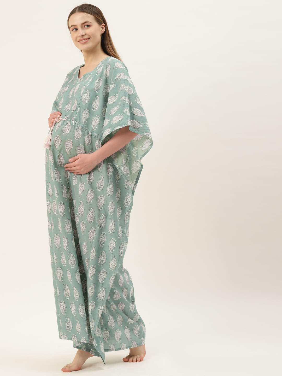 Paisley On Green Maternity & Nursing Kaftan