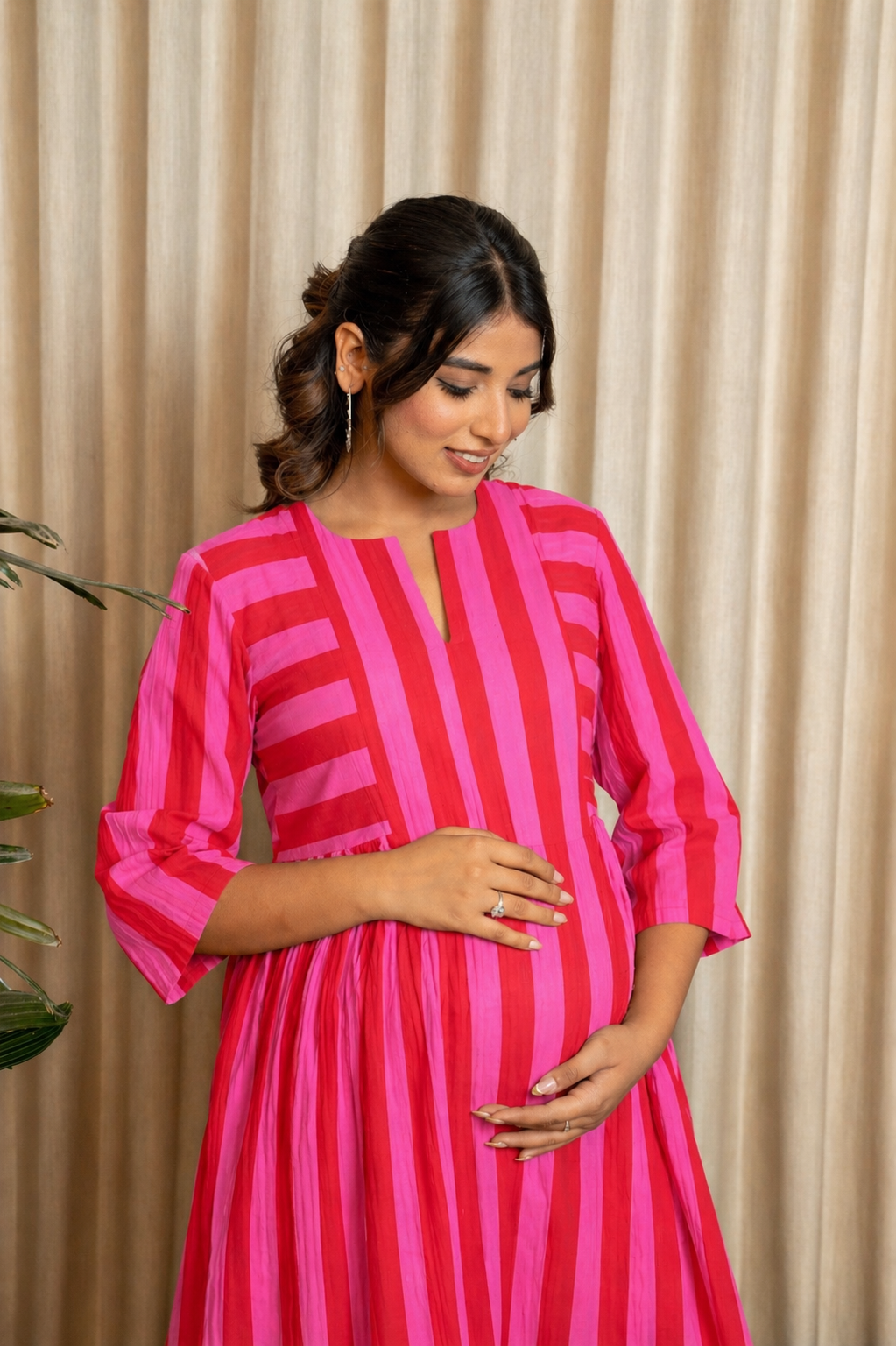 Scarlet Bloom Stripes Maternity & Nursing Co-ord Set