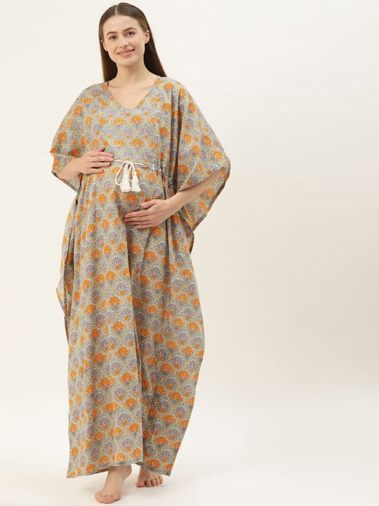 Blooming Radiance Maternity & Nursing Kaftan