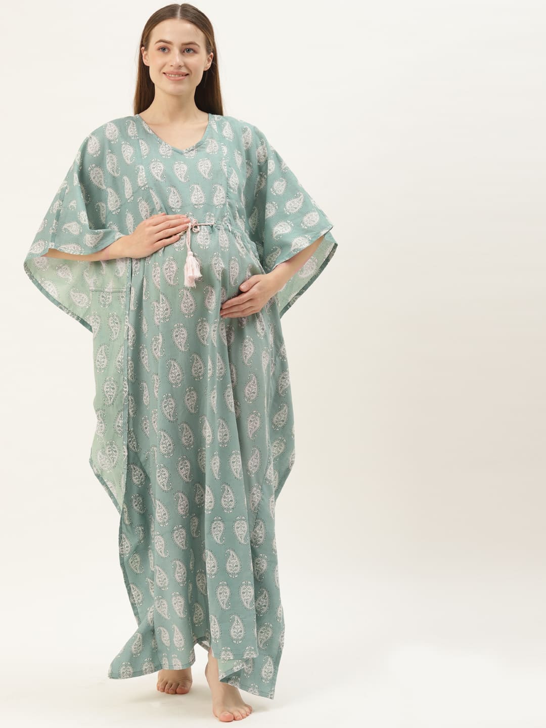 Paisley On Green Maternity & Nursing Kaftan