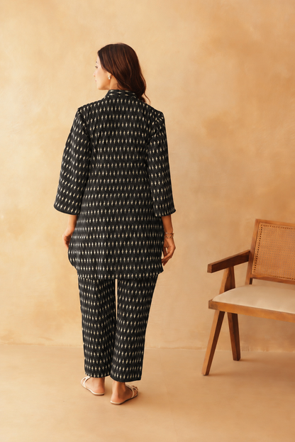 Noir Ikkat Trail Maternity & Nursing Co-ord Set