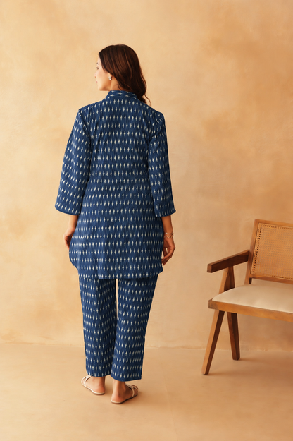 Indigo Ikkat Trail Maternity & Nursing Co-ord Set