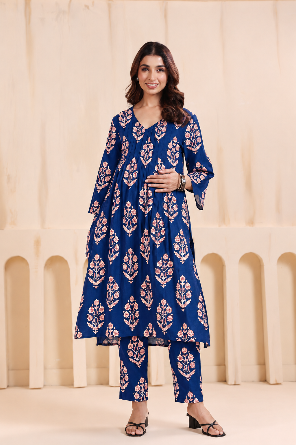 Gulmohar Blue Maternity & Nursing Kurta Pant Set
