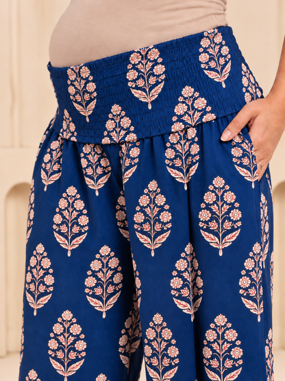 Gulmohar Blue Maternity & Nursing Kurta Pant Set
