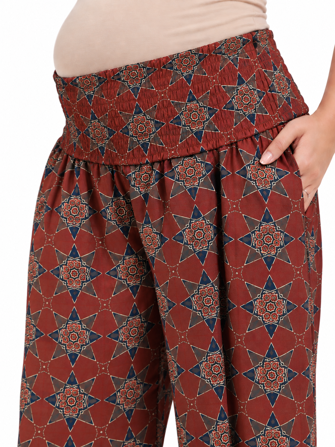 Rust Starburst Maternity & Nursing Kurta Pant Set