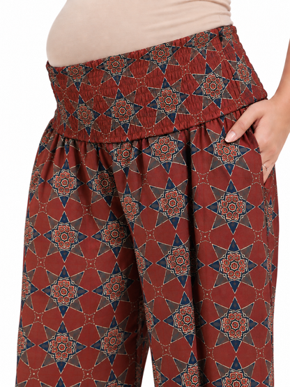 Rust Starburst Maternity & Nursing Kurta Pant Set